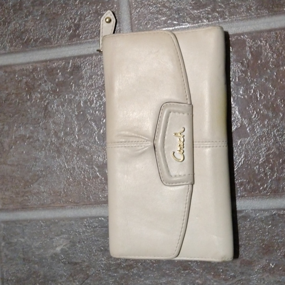 White full size coach wallet